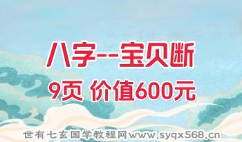 价值600元的《八字–宝贝断》9页PDF