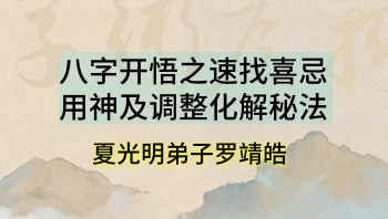 夏光明弟子罗靖皓《八字开悟之速找喜忌用神及调整化解秘法》5集视频